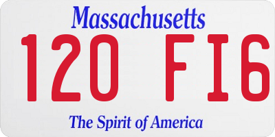 MA license plate 120FI6