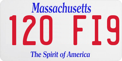 MA license plate 120FI9
