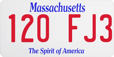 MA license plate 120FJ3