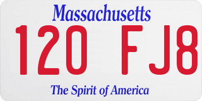 MA license plate 120FJ8