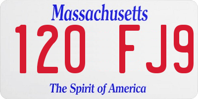 MA license plate 120FJ9