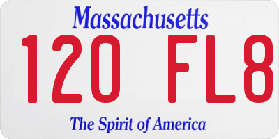 MA license plate 120FL8