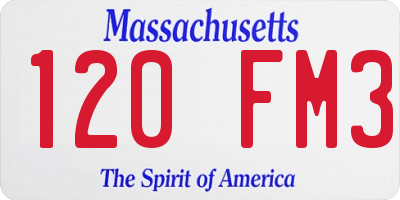 MA license plate 120FM3