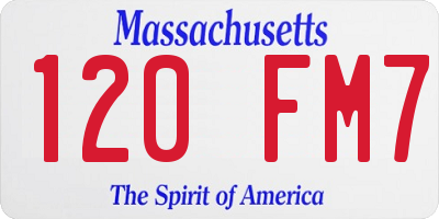 MA license plate 120FM7