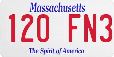 MA license plate 120FN3