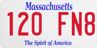 MA license plate 120FN8