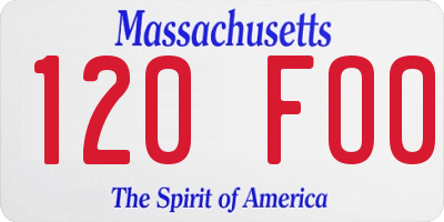 MA license plate 120FO0