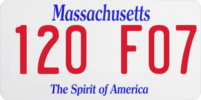 MA license plate 120FO7