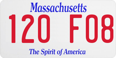 MA license plate 120FO8
