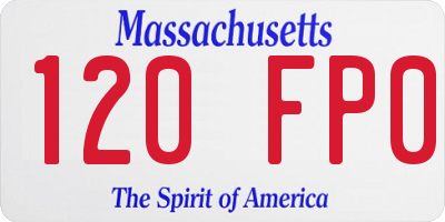 MA license plate 120FP0
