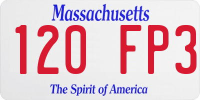 MA license plate 120FP3