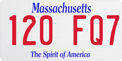 MA license plate 120FQ7