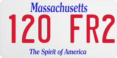 MA license plate 120FR2