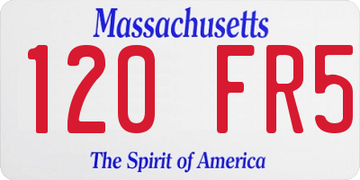 MA license plate 120FR5