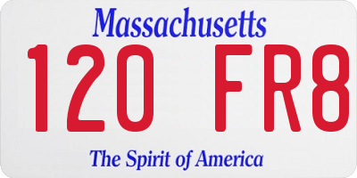 MA license plate 120FR8