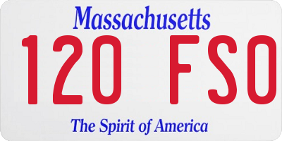 MA license plate 120FS0