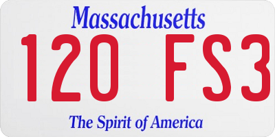 MA license plate 120FS3