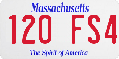 MA license plate 120FS4
