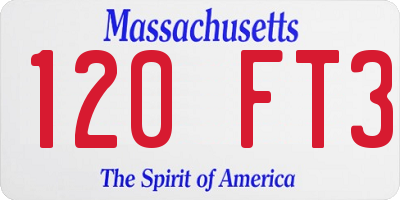 MA license plate 120FT3