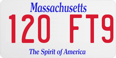 MA license plate 120FT9