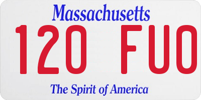 MA license plate 120FU0