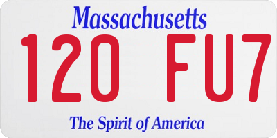 MA license plate 120FU7
