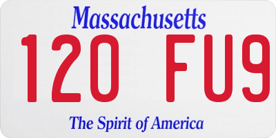 MA license plate 120FU9