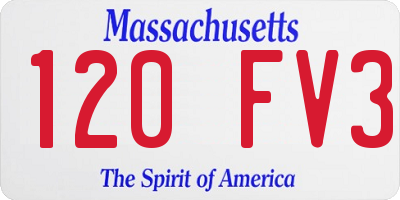 MA license plate 120FV3