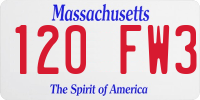 MA license plate 120FW3
