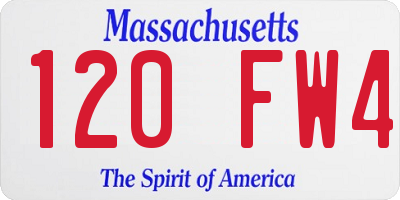 MA license plate 120FW4