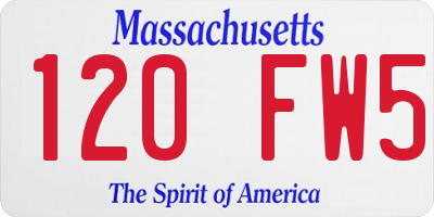 MA license plate 120FW5
