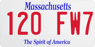MA license plate 120FW7
