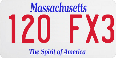 MA license plate 120FX3