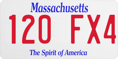 MA license plate 120FX4
