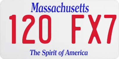MA license plate 120FX7