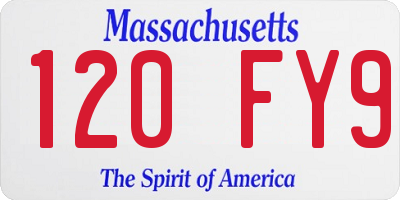 MA license plate 120FY9