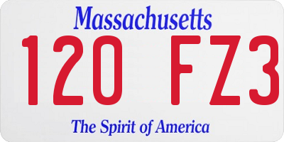 MA license plate 120FZ3