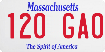 MA license plate 120GA0
