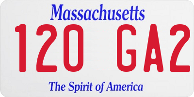 MA license plate 120GA2