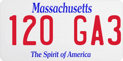MA license plate 120GA3