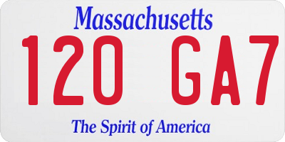 MA license plate 120GA7