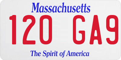 MA license plate 120GA9