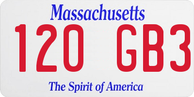 MA license plate 120GB3
