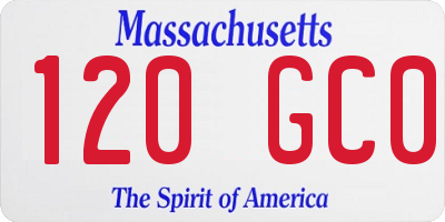 MA license plate 120GC0