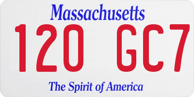 MA license plate 120GC7