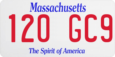 MA license plate 120GC9