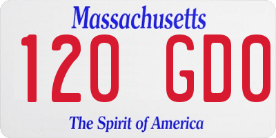 MA license plate 120GD0