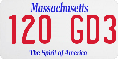 MA license plate 120GD3