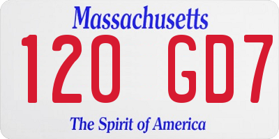 MA license plate 120GD7