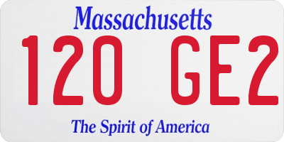MA license plate 120GE2